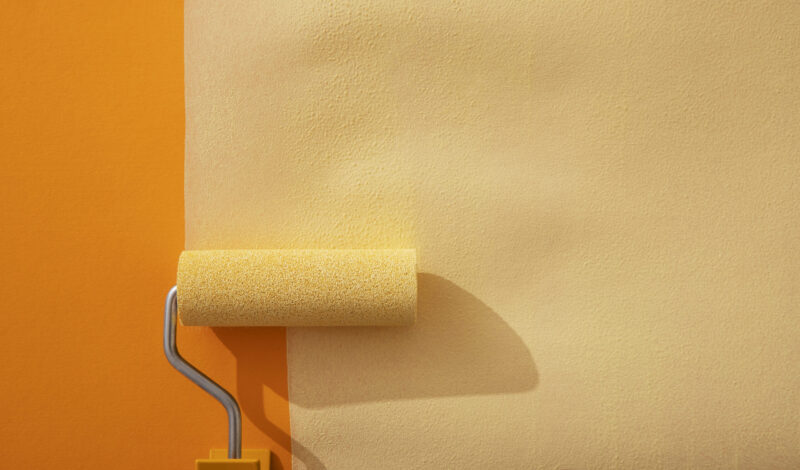 assortment-painting-items-with-yellow-paint